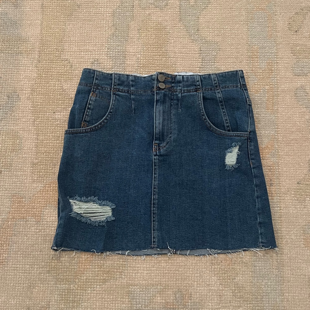 Free People Light Blue Denim Skirt